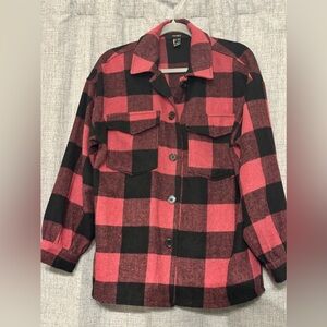 Forever 21 Red and Black Plaid Button Down Shirt